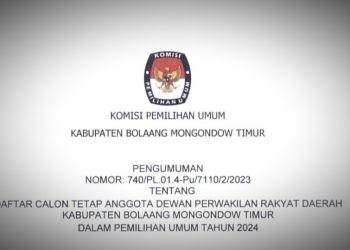 KPU Boltim Resmi Umumkan DCT Pileg 2024, Berikut Daftarnya