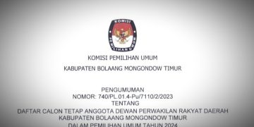 KPU Boltim Resmi Umumkan DCT Pileg 2024, Berikut Daftarnya