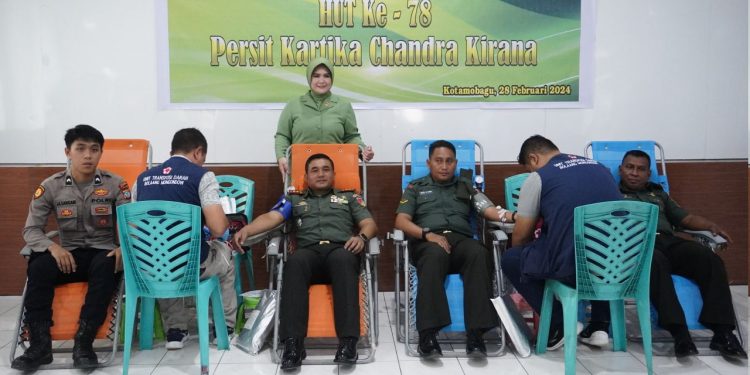 HUT Persit Ke-78, Kodim 1303 Bolmong Gelar Baksos Donor Darah