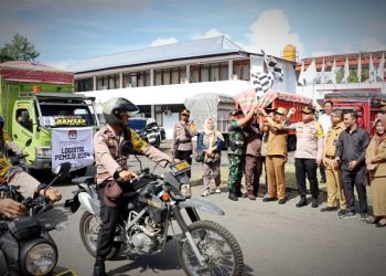 Asripan Nani Hadiri Pelepasan Logistik Pemilu 2024 di Kota Kotamobagu