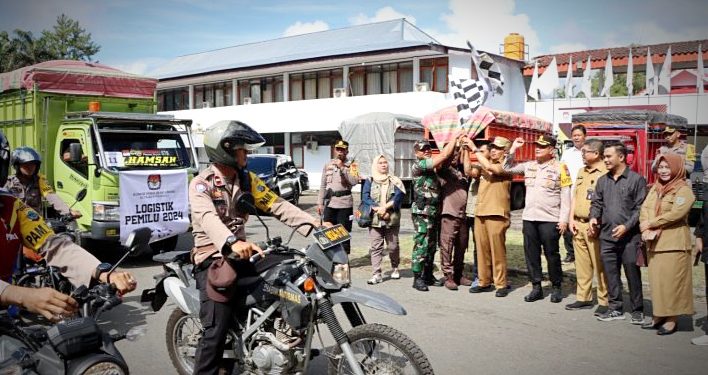 Asripan Nani Hadiri Pelepasan Logistik Pemilu 2024 di Kota Kotamobagu