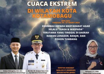 Cuaca Ekstrem, BPBD Imbau Masyarakat Kotamobagu Tingkatkan Kewaspadaan