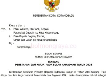 Catat! Berikut Jam Kerja ASN Pemkot Kotamobagu Selama Bulan Ramadhan