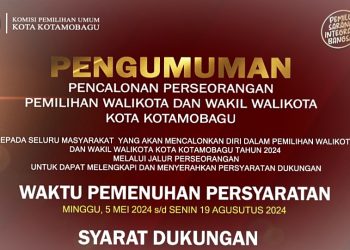 Diumumkan KPU, Berikut Persyaratan Dukungan Calon Perseorangan untuk Pilwako Kotamobagu 2024