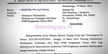 Pemkot Terbitkan SE Pembayaran THR Keagamaan 2024 bagi Pekerja/Buruh Perusahaan di Kotamobagu