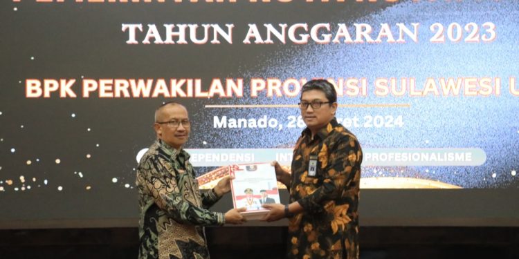 Asripan Nani Serahkan LKPD Unaudited Pemkot Tahun 2023 ke BPK RI Perwakilan Sulut