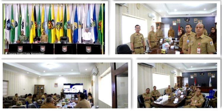 Dipimpin Mendagri, Pj Wali Kota dan TPID Kotamobagu Ikuti Rakor Pengendalian Inflasi Tahun 2024 Secara Virtual