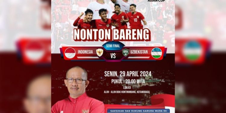 Kantongi Izin, Malam Nanti Pemkot Kotamobagu Gelar Nobar Semi Final Piala Asia U-23 di Alun-alun Boki Hontinimbang