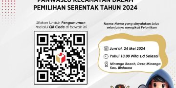 Foto : Link dan Barcode pengumuman nama-nama terpilih anggota Panwaslu Kecamatan tahun 2024