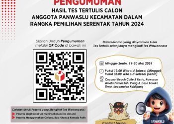 Foto : Pengumuman hasil tes tertulis Panwascam Se-Bolmut