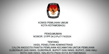 KPU Kotamobagu Umumkan Hasil Penelitian Administrasi PPK Pilkada 2024, Berikut Daftarnya