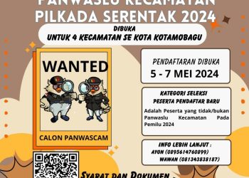 Bawaslu Kotamobagu Buka Rekrutmen Panwascam Pilkada 2024, Berikut Syarat dan Ketentuan
