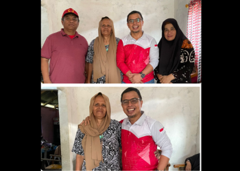 Foto : Saat Pj Bupati Bolmut, Sirajudin Lasena, bersama Assisten II Pemda Bolmut mengunjungi rumah Salma Buhang