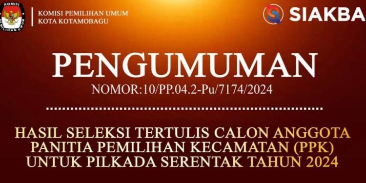 Lulus Seleksi Tertulis, 64 PPK Pilkada Kotamobagu Melenggang ke Tahap Selanjutnya