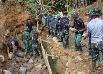 Hari ke Tiga TMMD, Progres Pekerjaan Jalan Perkebunan Desa Modayag Tiga Sentuh 11 Persen