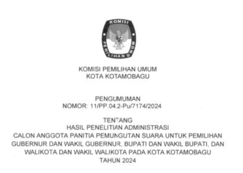 KPU Kotamobagu Umumkan Hasil Penelitian Administrasi Calon PPS Pilkada Serentak 2024