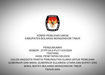 Resmi Diumumkan, Berikut PPS Terpilih untuk Pilkada Boltim 2024