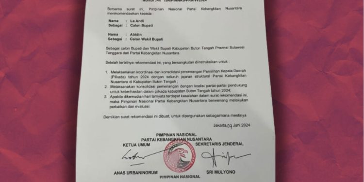 PKN Keluarkan Rekomendasi Partai Untuk La Andi dan Abidin 