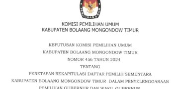 Gelar Rapat Pleno Terbuka, KPU Boltim Tetapkan 62.457 DPS Pilkada Tahun 2024