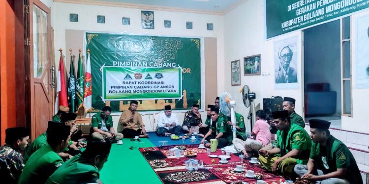 Foto : Sambutan Ketua PC NU Bolmut, saat menghadiri perayaan Maulid Nabi Muhammad di Sekretariat GP Ansor Bolmut