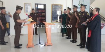 Lantik Kacabjari dan Kasi, ini Pesan Kajari Kotamobagu Elwin Agustian Khahar