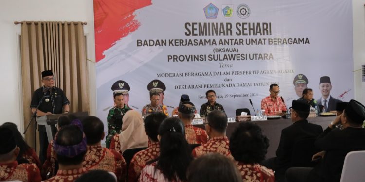 Pj Wali Kota Hadiri Seminar Sehari BKSAU dan Deklarasi Pemilukada di Kotamobagu