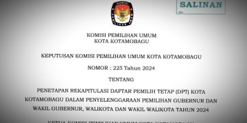 Resmi Ditetapkan KPU Kotamobagu, Berikut DPT Pilkada Serentak Tahun 2024