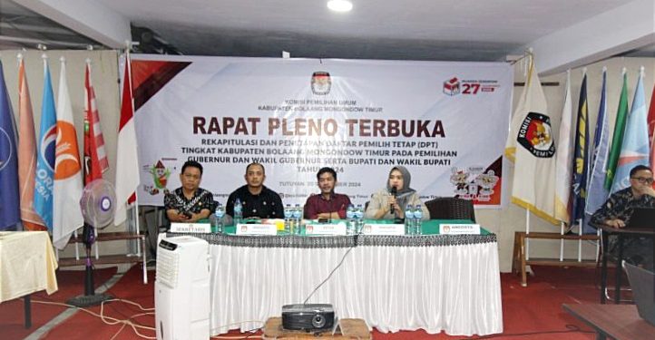 Gelar Rapat Pleno Terbuka, KPU Boltim Tetapkan DPT Pilkada 2024