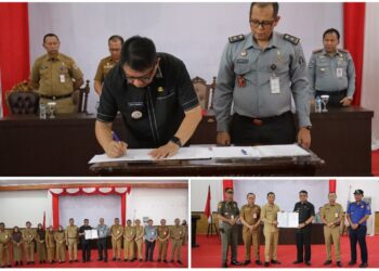 Abdullah Mokoginta Teken Sejumlah Nota Kesepakatan Bersama Kanwil Kemenkumham Sulut