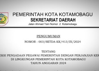 Kuota 751 Formasi, Pemkot Kotamobagu Buka Seleksi PPPK Tahun 2024