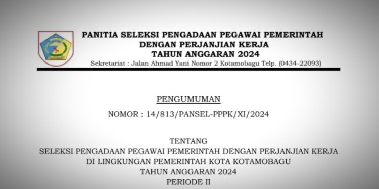 Kembali Dibuka, Berikut Syarat dan Jadwal Seleksi PPPK Pemkot Kotamobagu