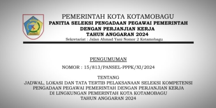 Berikut Jadwal, Lokasi dan Tatib Pelaksanaan Uji Kompetensi PPPK Pemkot Kotamobagu