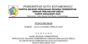 Resmi Diumumkan, Berikut Hasil Seleksi Administrasi PPPK Pemkot Kotamobagu