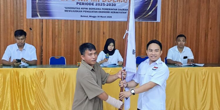 Foto : Safrizal Walahe saat terpilih secara aklamasi pada Muscab Ke-I BPC HIPMI Bolmut periode 2025 - 2030.