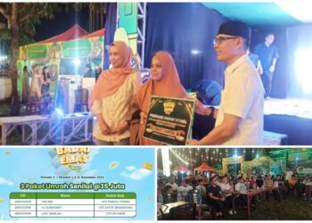 Deputi Bisnis Pegadaian Area Gorontalo, Serahkan Hadiah Umroh Pemenang Undian Badai Emas Pegadaian