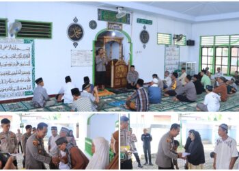 Curhat Kamtibmas di Desa Bilalang, Kapolres Kotamobagu Bagikan Sembako ke Marbot Masjid