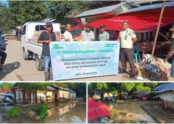 Wujud Kepedulian, PT Pegadaian Kanwil V Manado Salurkan Bantuan Korban Banjir Desa Togid
