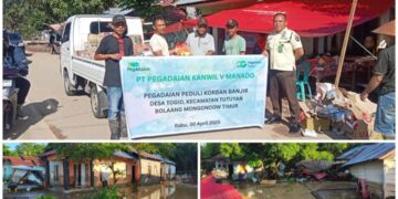 Wujud Kepedulian, PT Pegadaian Kanwil V Manado Salurkan Bantuan Korban Banjir Desa Togid