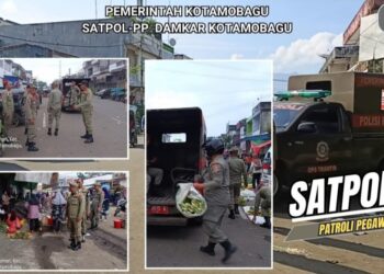 Jaga Trantibum, Personil Satpol-PP Intensifkan Patroli Kawasan Pasar 23 Maret Kotamobagu