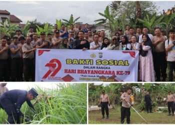 Rangkaian Peringatan Hari Bhayangkara, Polres Kotamobagu Gelar Baksos di TPU Mogolaing