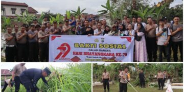 Rangkaian Peringatan Hari Bhayangkara, Polres Kotamobagu Gelar Baksos di TPU Mogolaing