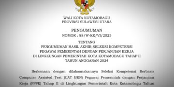 Resmi Diumumkan, ini Hasil Seleksi Kompetensi PPPK Pemkot Kotamobagu Gelombang II Tahun 2024
