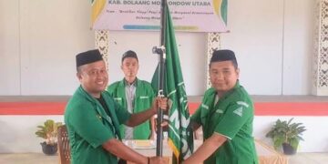 Foto : Ketua GP Ansor Bolmong Utara Agung Aditya Saenong bersama mantan Ketua GP Ansor Bolmong Utara Donal Lamunte
