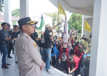 Demo Aman dan Tertib, Kapolres Kotamobagu Sampaikan Apresiasi kepada Aliansi Mahasiswa