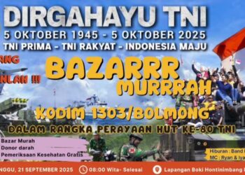 Sambut HUT TNI ke 80, Kodim 1303/Bolmong Bakal Gelar Bazar Murah dan Bakti Sosial