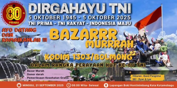Sambut HUT TNI ke 80, Kodim 1303/Bolmong Bakal Gelar Bazar Murah dan Bakti Sosial