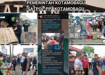 Gunakan Bahu Jalan, Satpol PP Kotamobagu Tertibkan PKL di Pasar 23 Maret