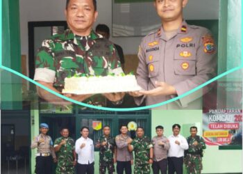 Solid! Polsek Kotamobagu Utara Beri Kejutan HUT TNI ke 80 di Koramil 1303/02 Passi