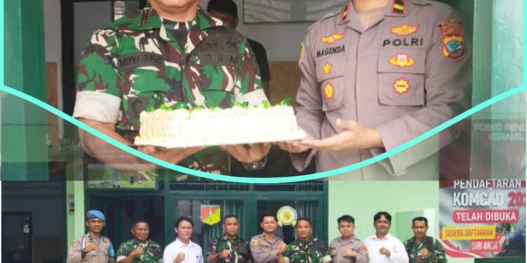 Solid! Polsek Kotamobagu Utara Beri Kejutan HUT TNI ke 80 di Koramil 1303/02 Passi