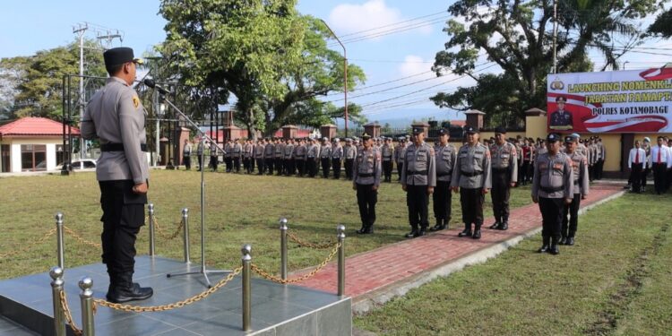 Pimpin Apel, Kapolres Kotamobagu Launching Nomenklatur Jabatan Pamapta